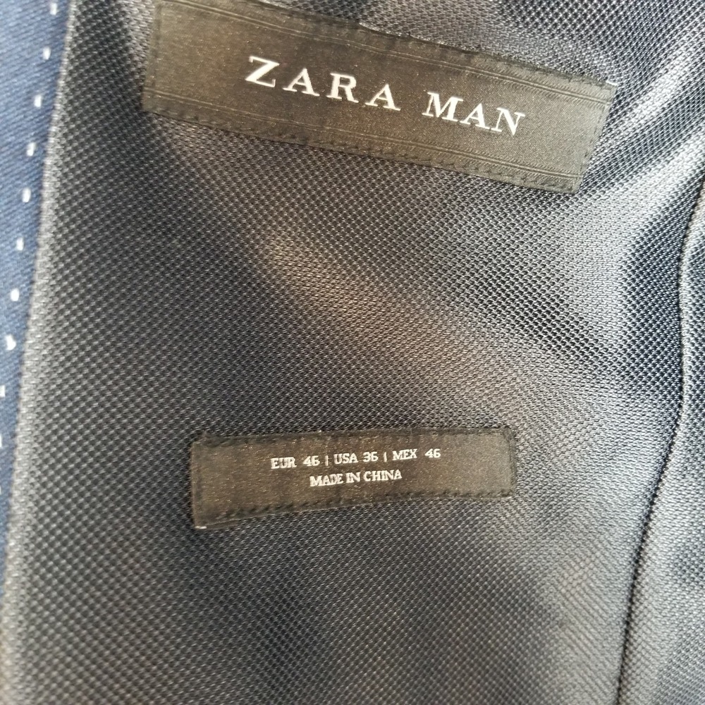 Zara Man Navy Blue Two Button Blazer Jacket AW16 Suits Collection Mens Size 36 - Picture 4 of 8